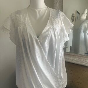 Elegant Lightwt Off White Ha Ha Blouson Blouse Sz L